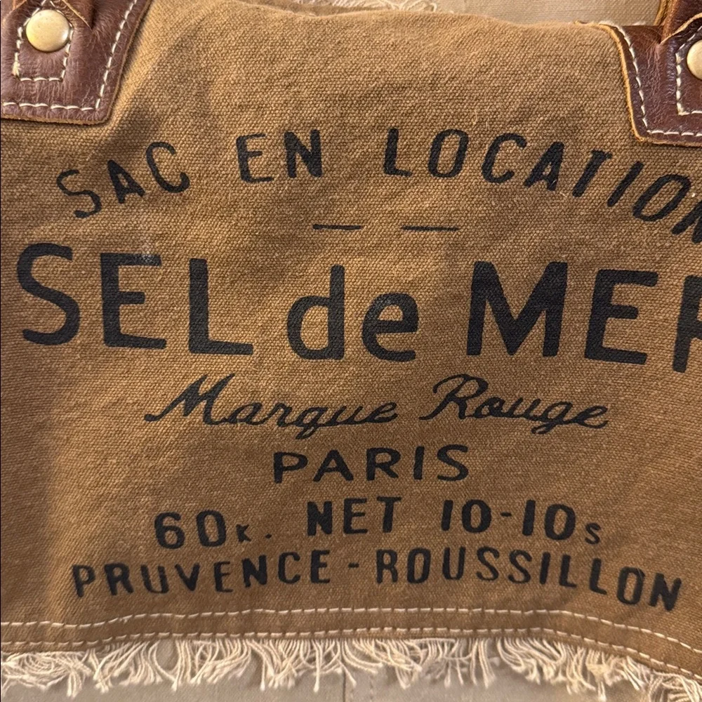 Myra Bag Rustic Brown and Tan Canvas Shoulder Bag - Picture 4 of 4